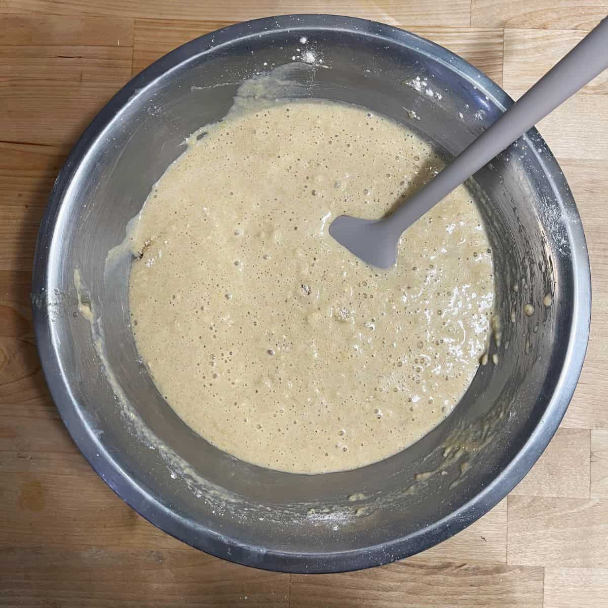 Well-mixed but slightly lumpy batter.