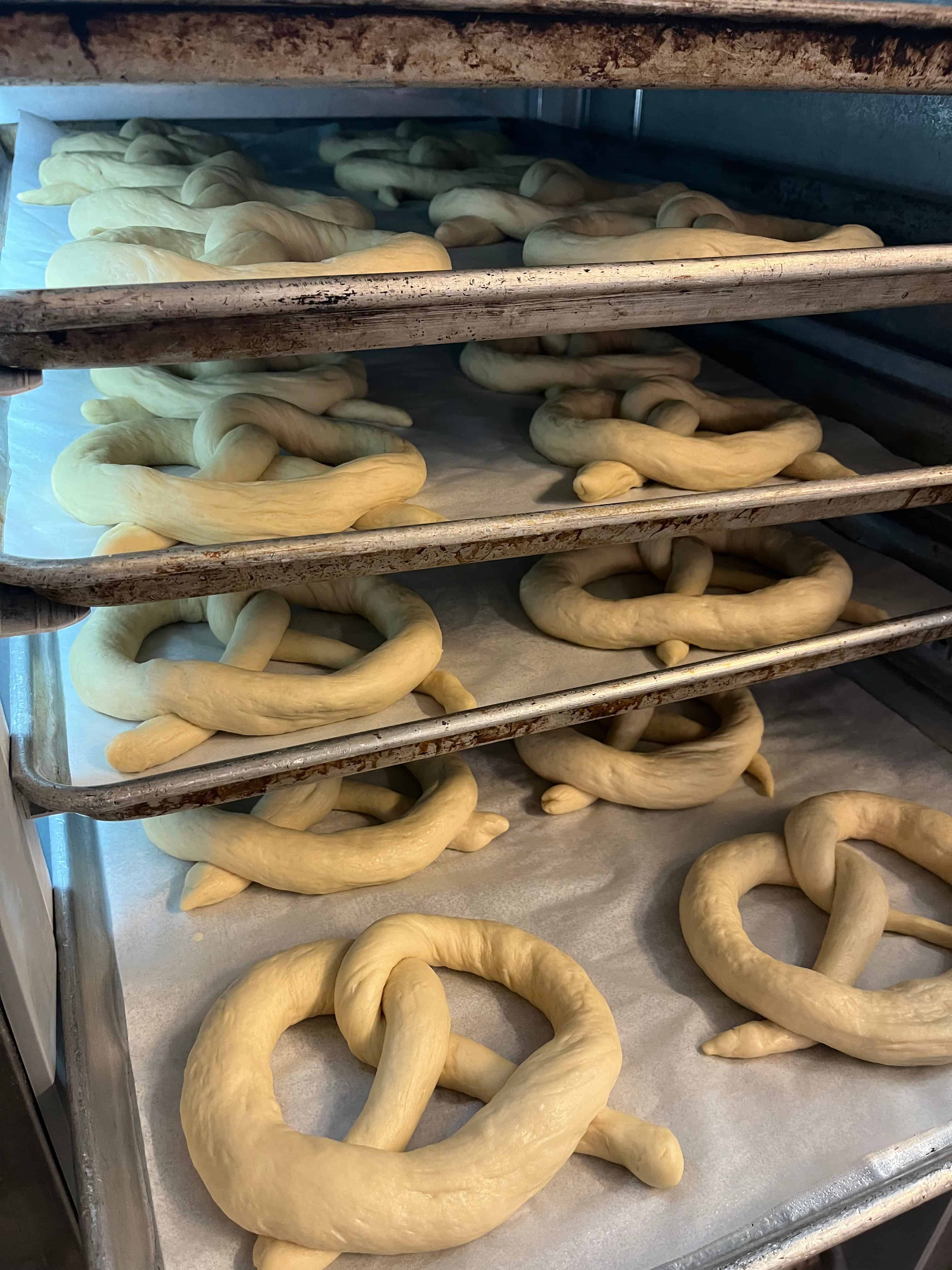 Pretzels ready to be frozen