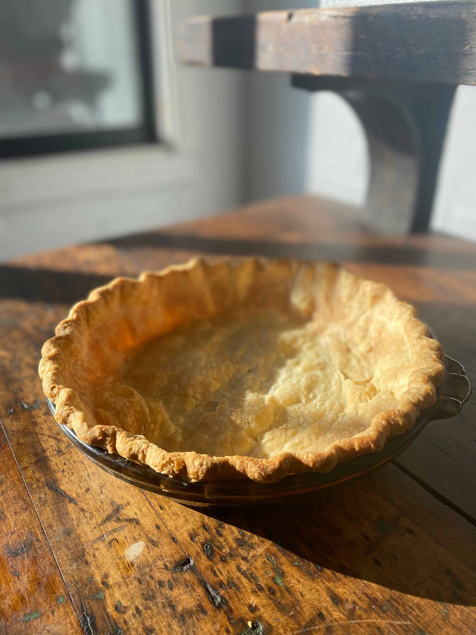 baked pie shell on counter