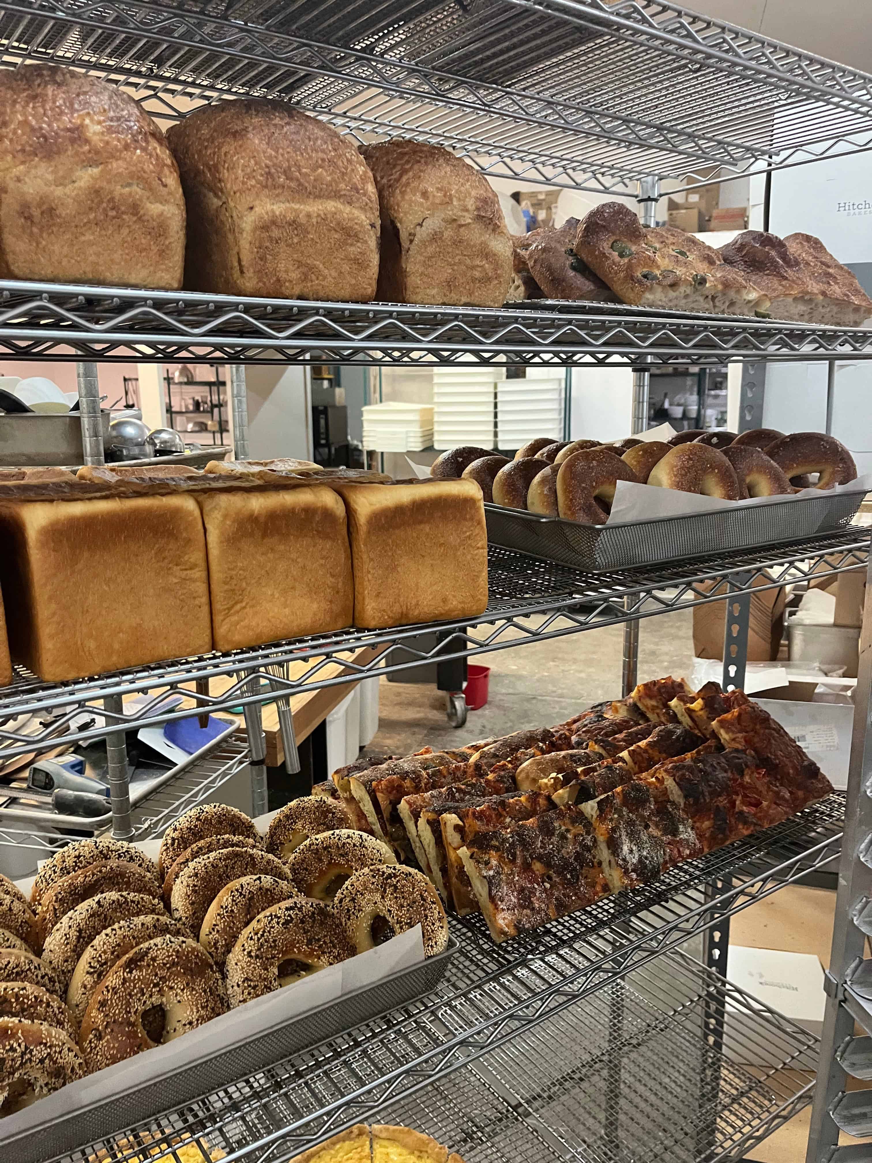 bread loaves, bagels and focaccia.  Years of practice leads to consistent results.