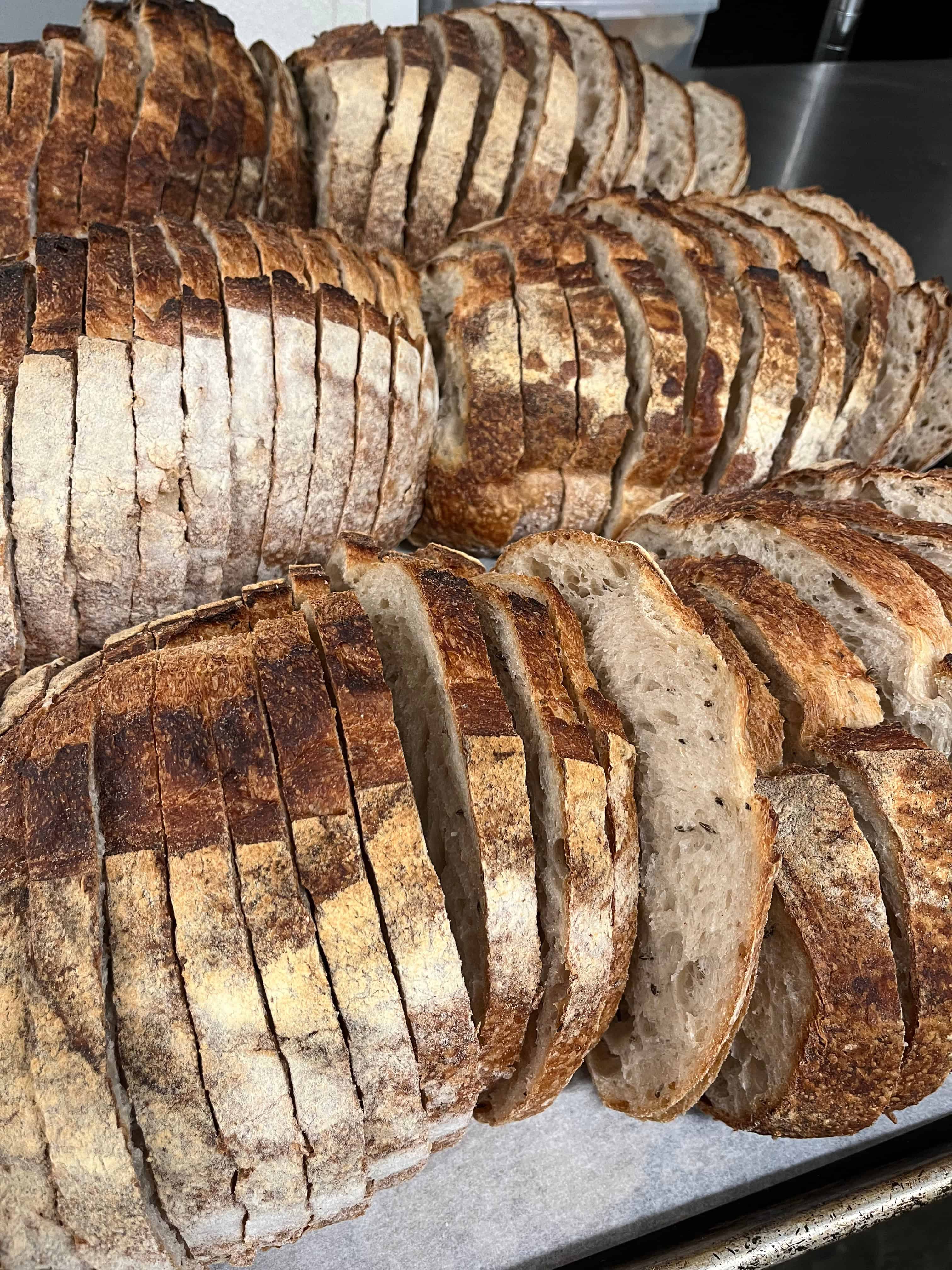 Sliced fresh bread ready for sandwiches