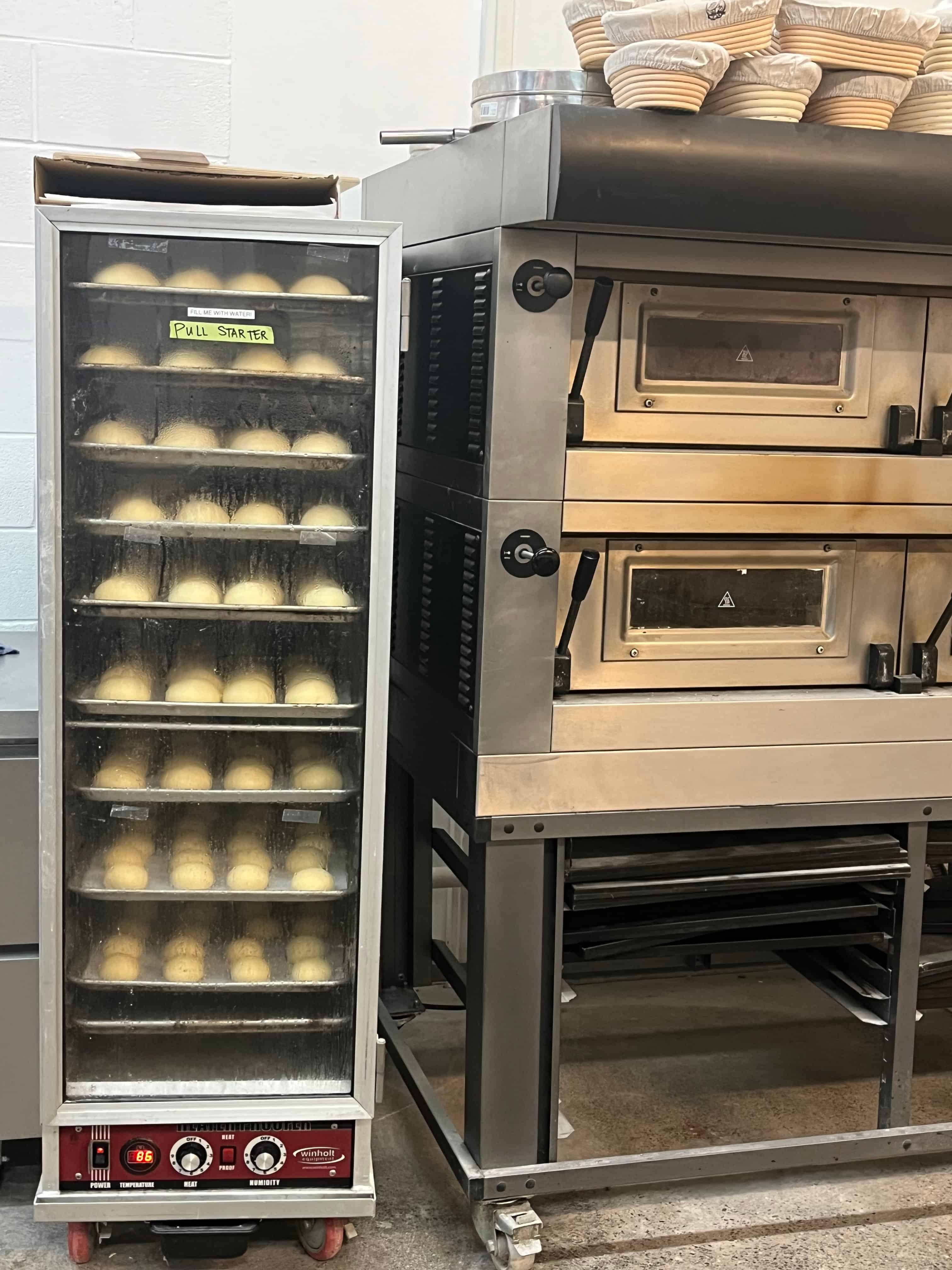 A proofer loaded with rolls.  Space needs to be considered when considering the products you'll offer