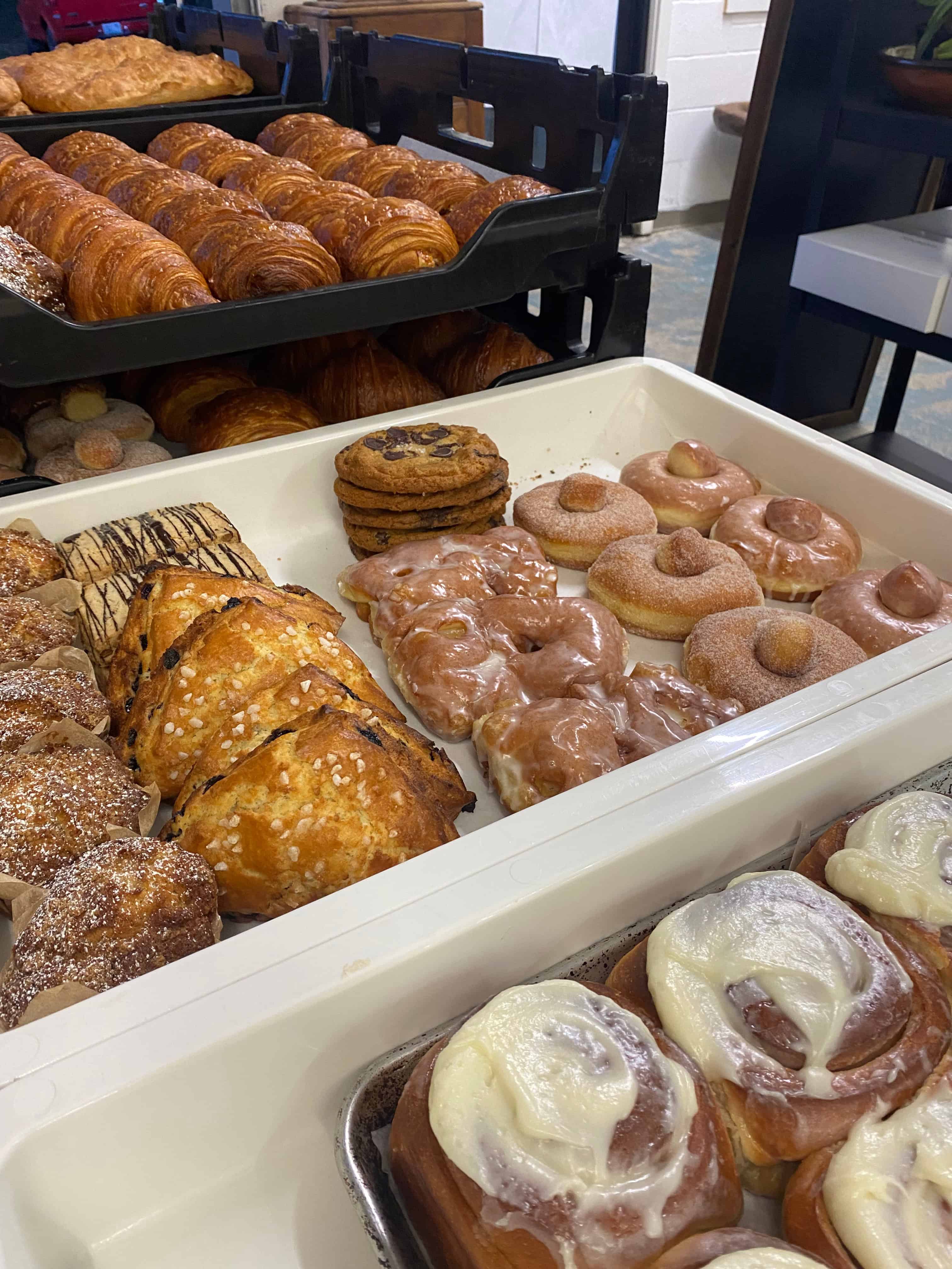 a variety of pastries and bread