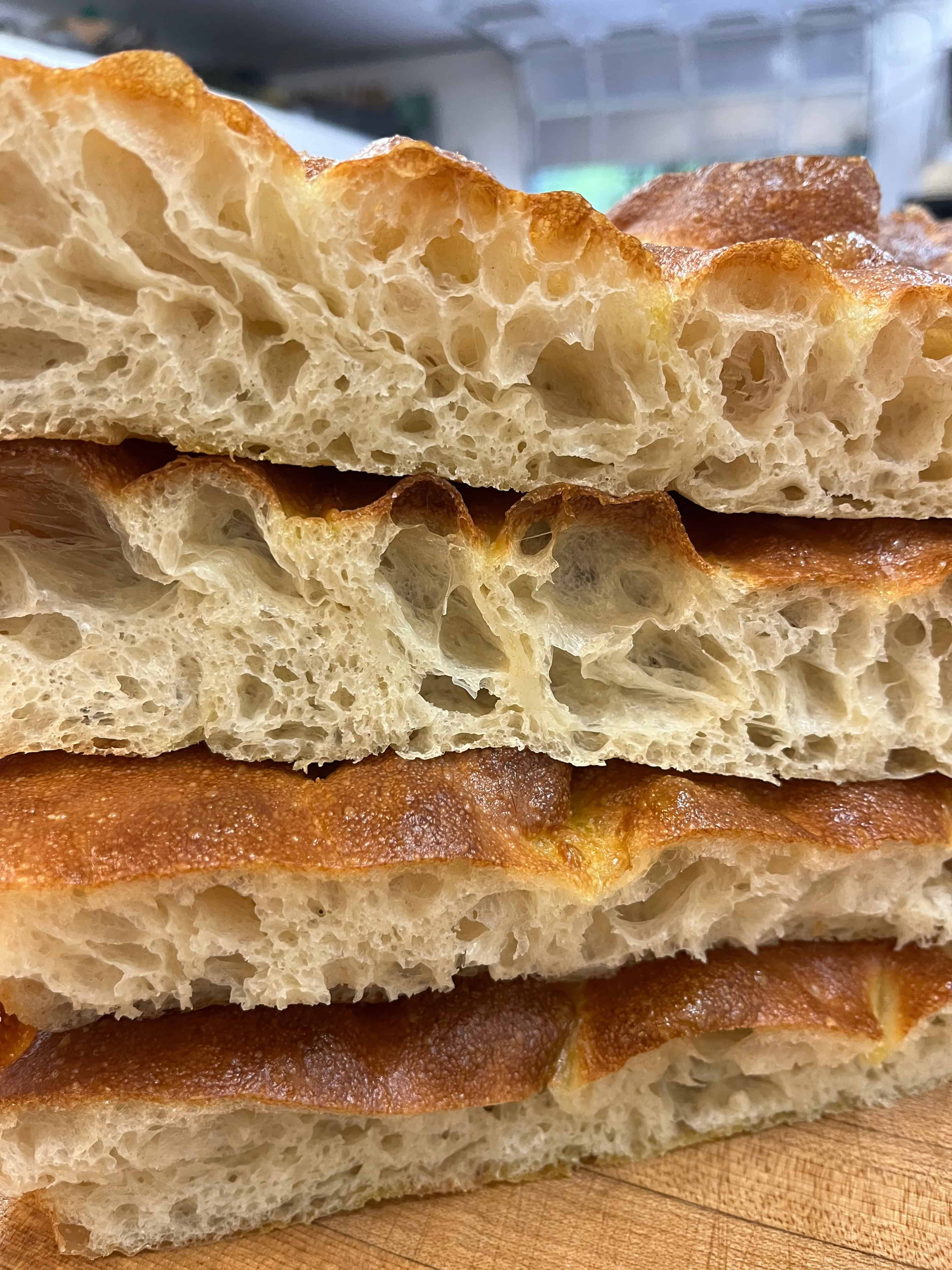 Focaccia, ready to be turned into sandwiches