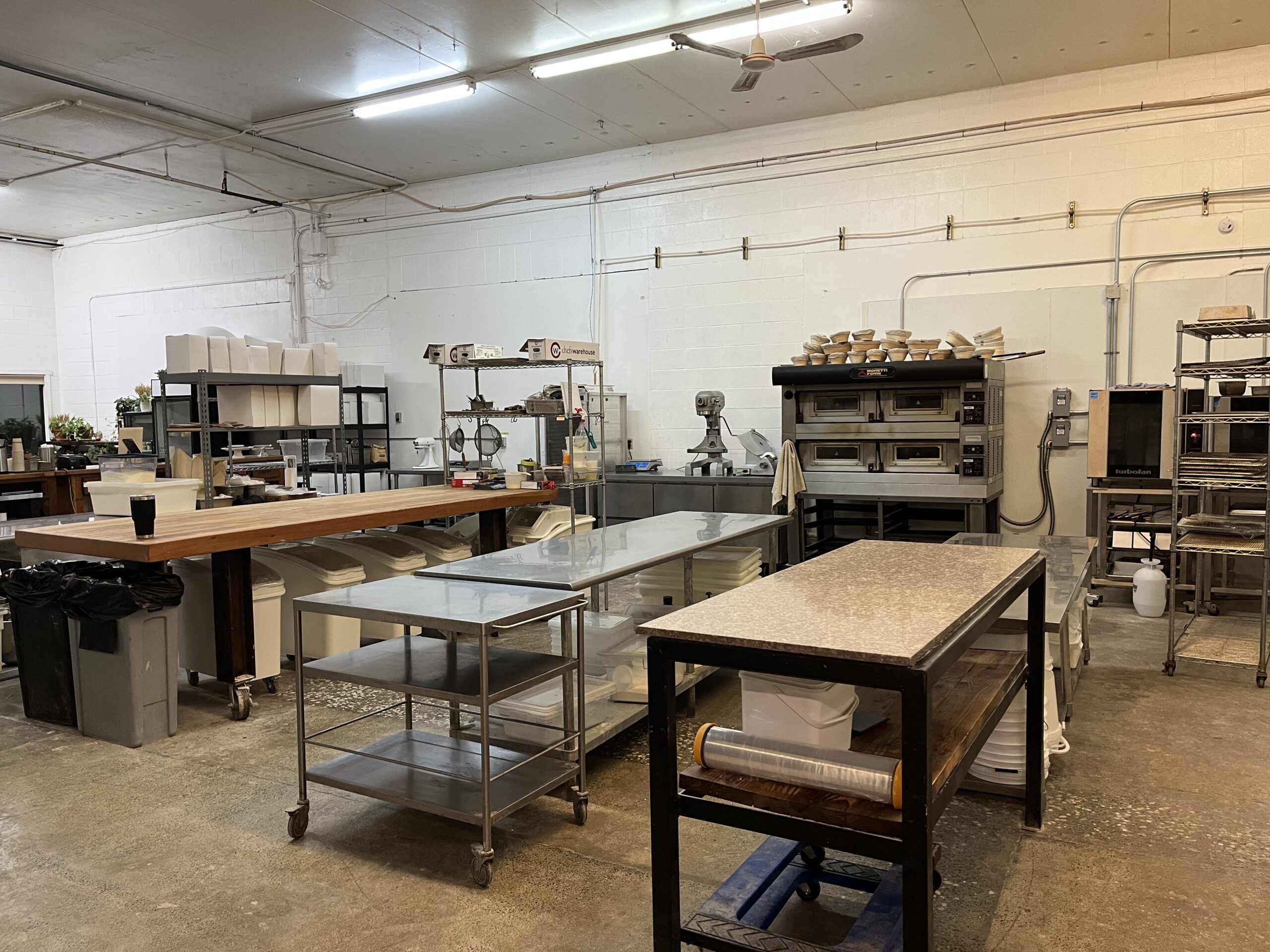 Inside of a warehouse bakeshop