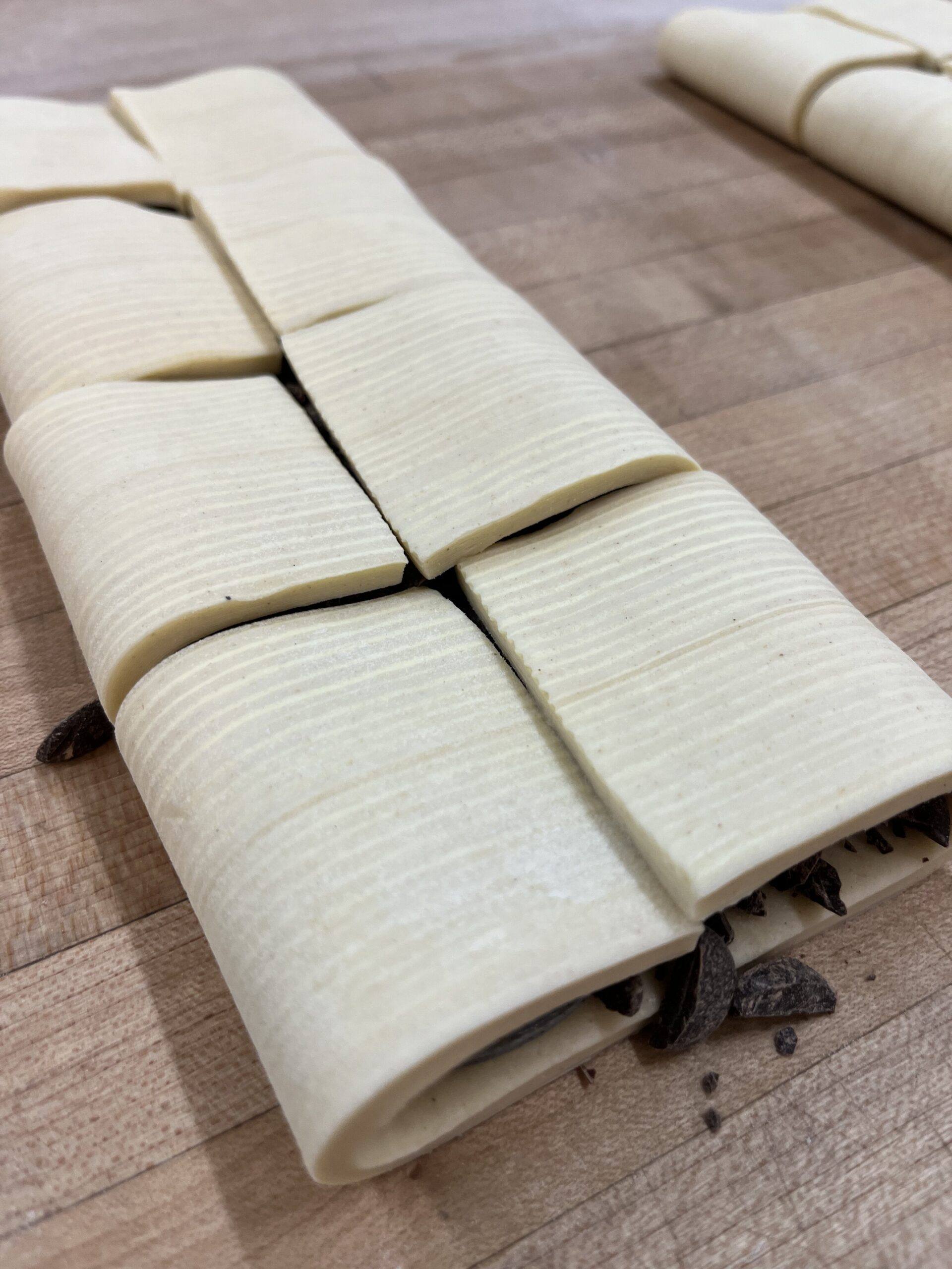 cross-laminated croissant dough