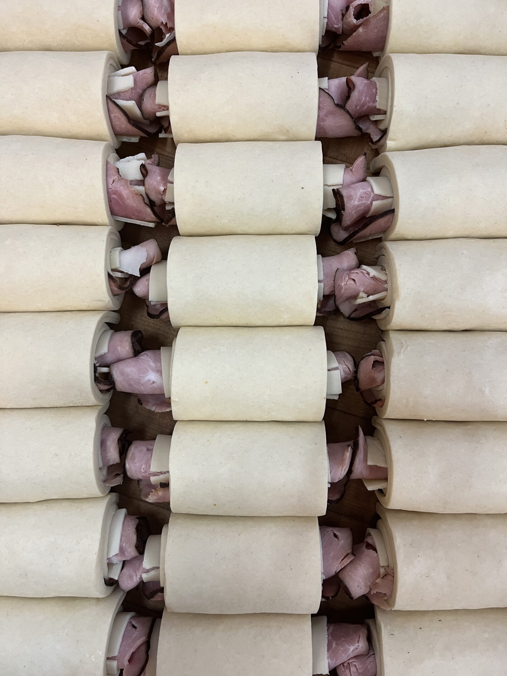 Ham and cheese shaped and ready for the freezer.