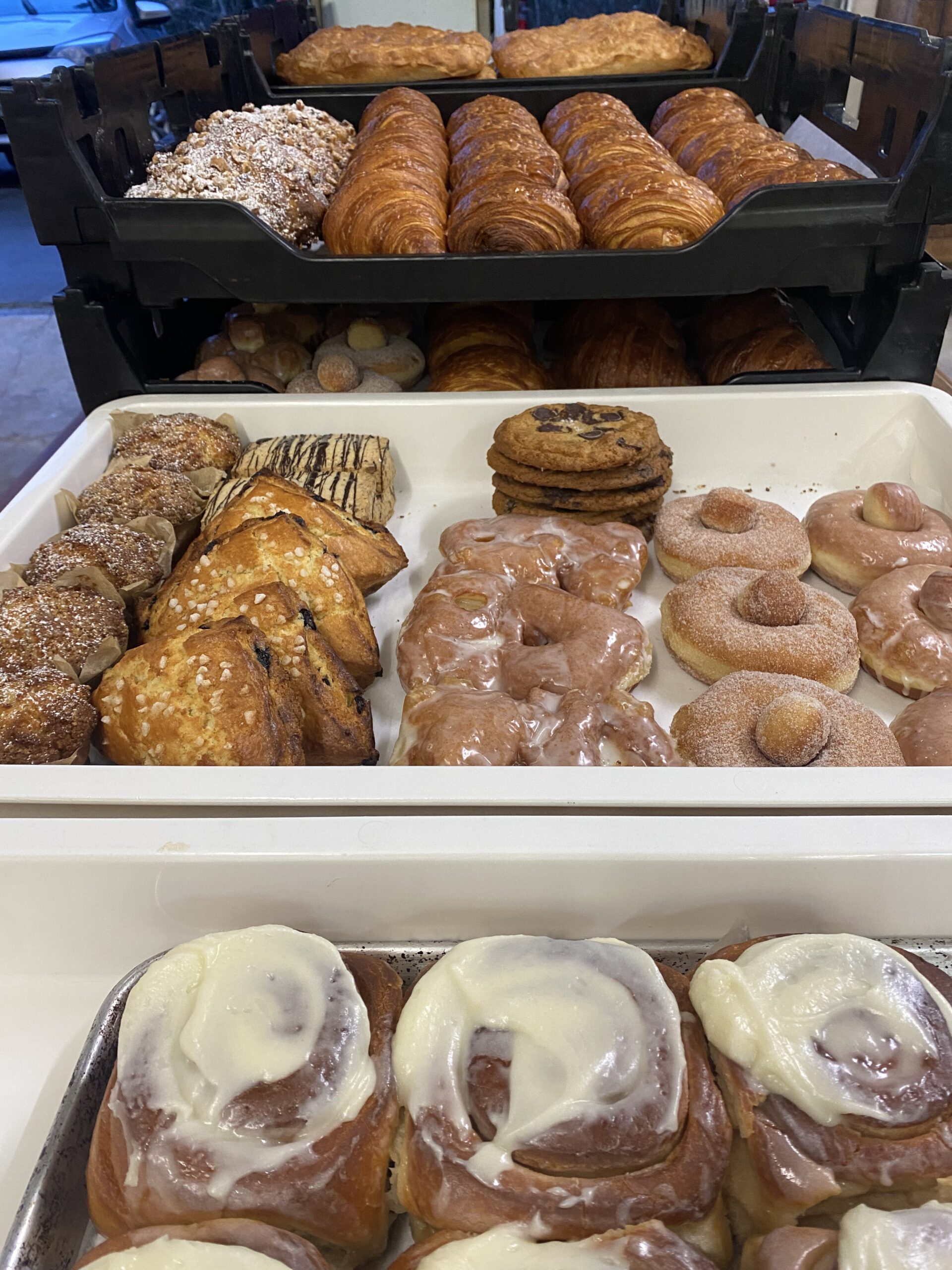 racks of pastries and bread