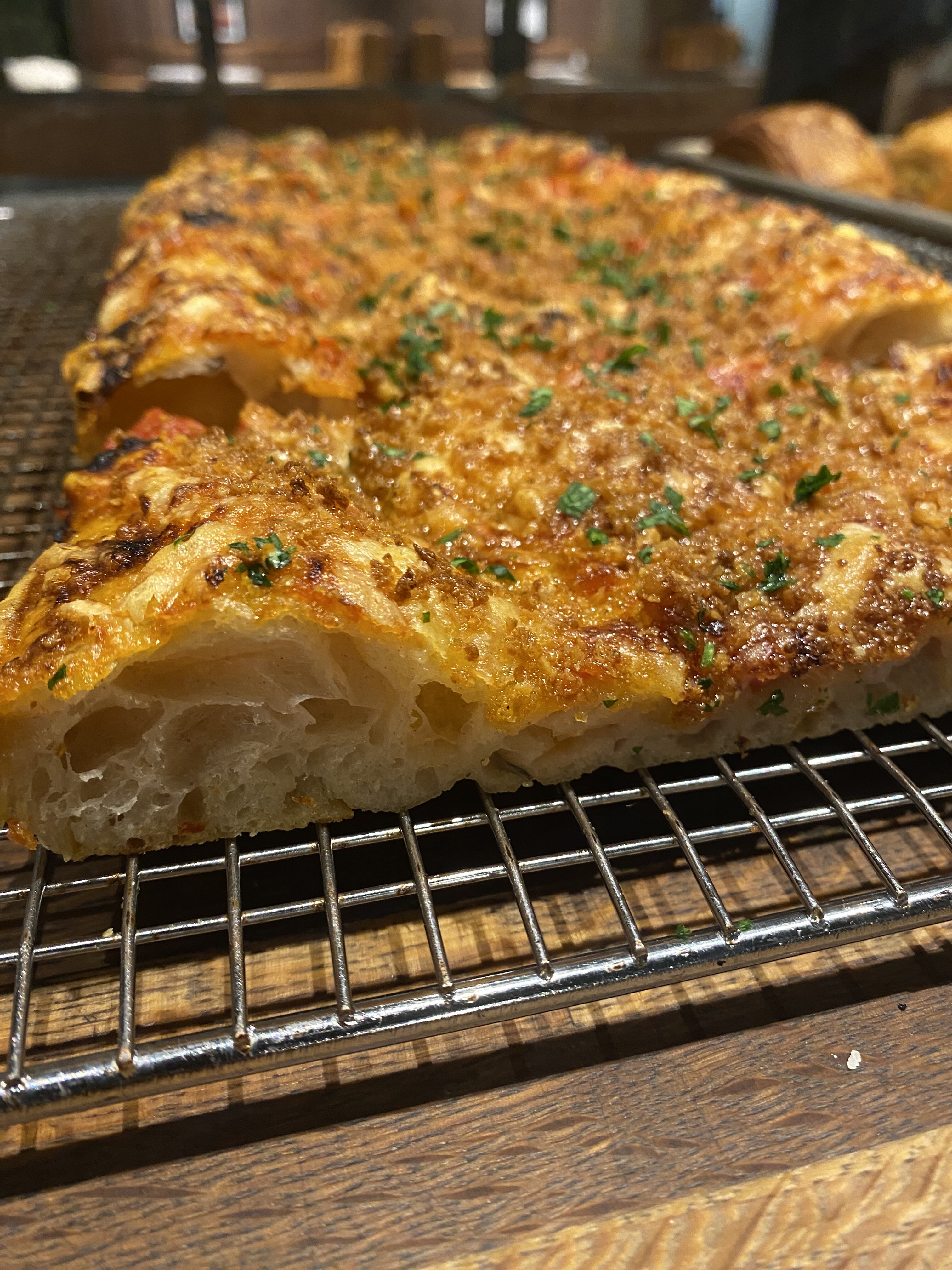 Sicilian-style pizza slices