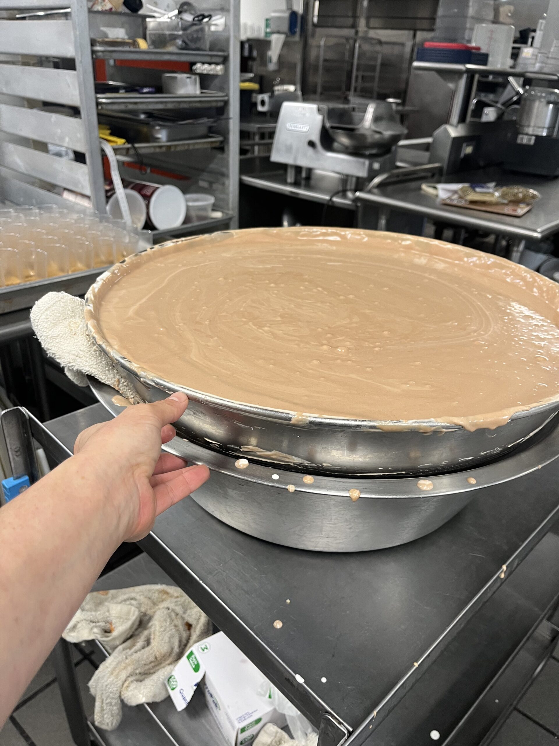A large bowl of chocolate mousse.